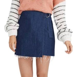 Madewell Denim Raw-Hem Mini Wrap Skirt NWT